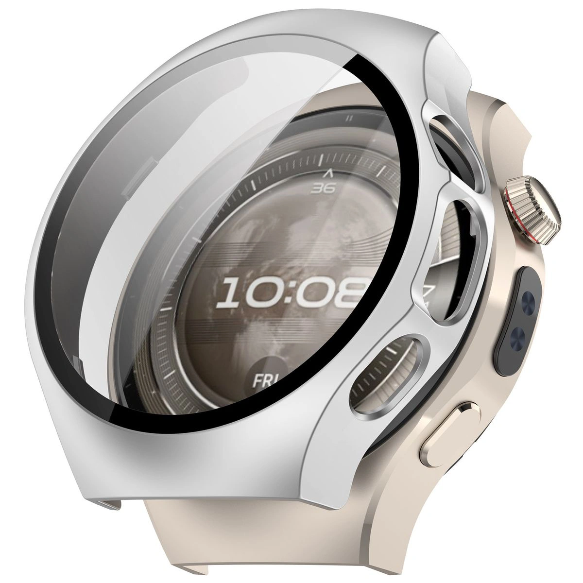 Wizualizacja nakładania etui Bizon Case Watch Adamo do Huawei Watch 5 46 mm